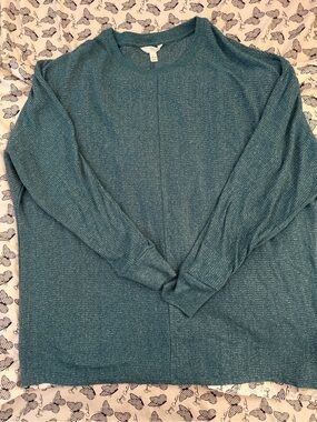 Time and Tru Teal Ribbed Knit Sweater